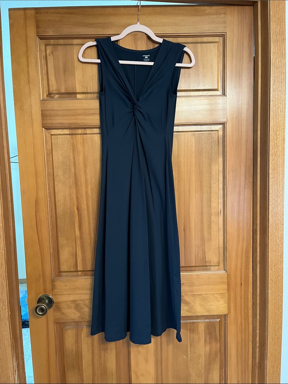Patagonia Sleeveless Twist-Front Navy Midi Dress